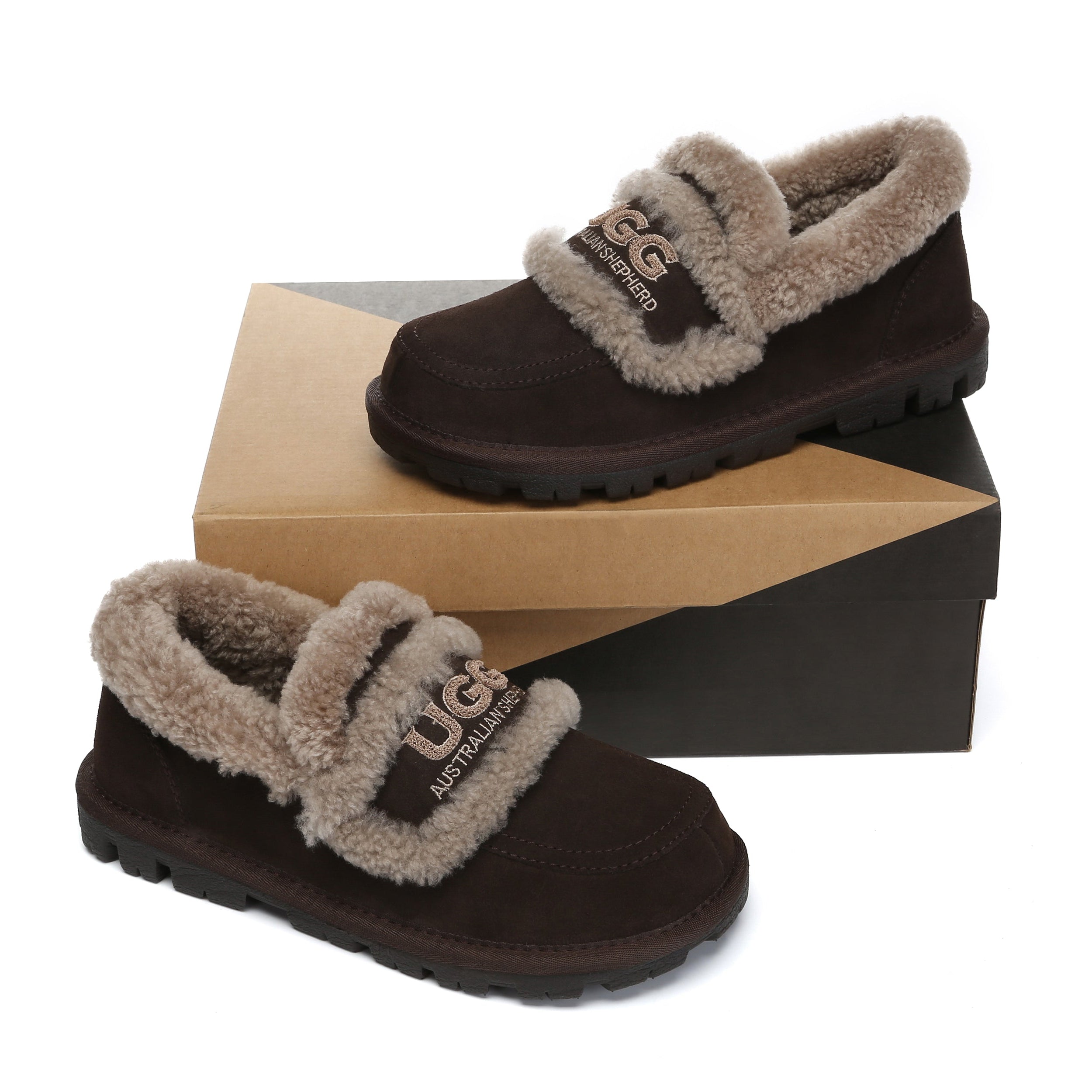 AUSTRALIAN SHEPHERD® UGG Slippers Women Sheepskin Wool Ankle Rilee Loafers-UGG Slippers-PEROZ Accessories