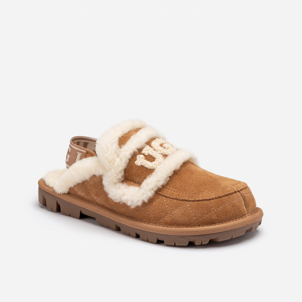 UGG Violet Matelassé Shearling Slipper (Elastic Logo, Detachable Feature)-Women Slippers-PEROZ Accessories