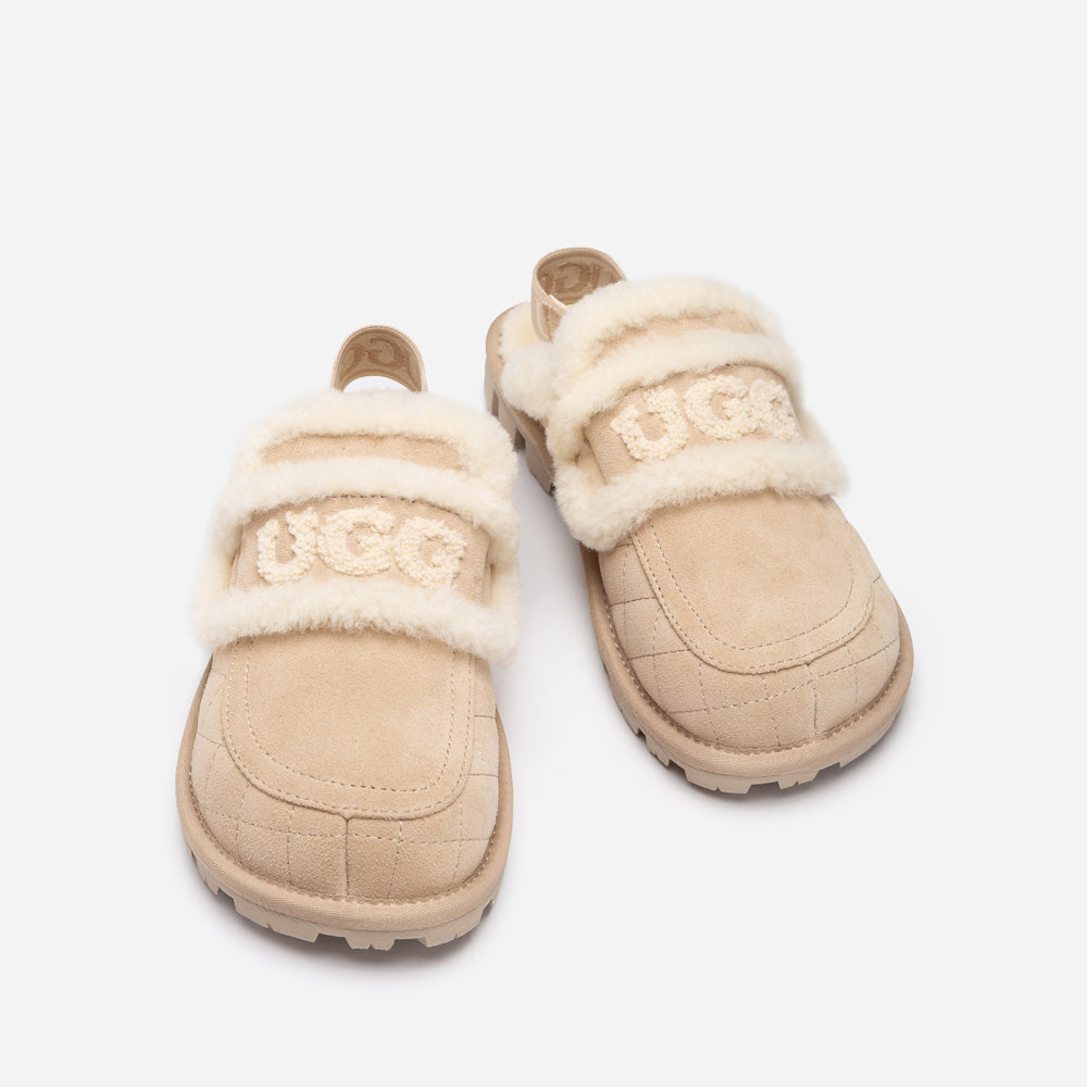 UGG Violet Matelassé Shearling Slipper (Elastic Logo, Detachable Feature)-Women Slippers-PEROZ Accessories