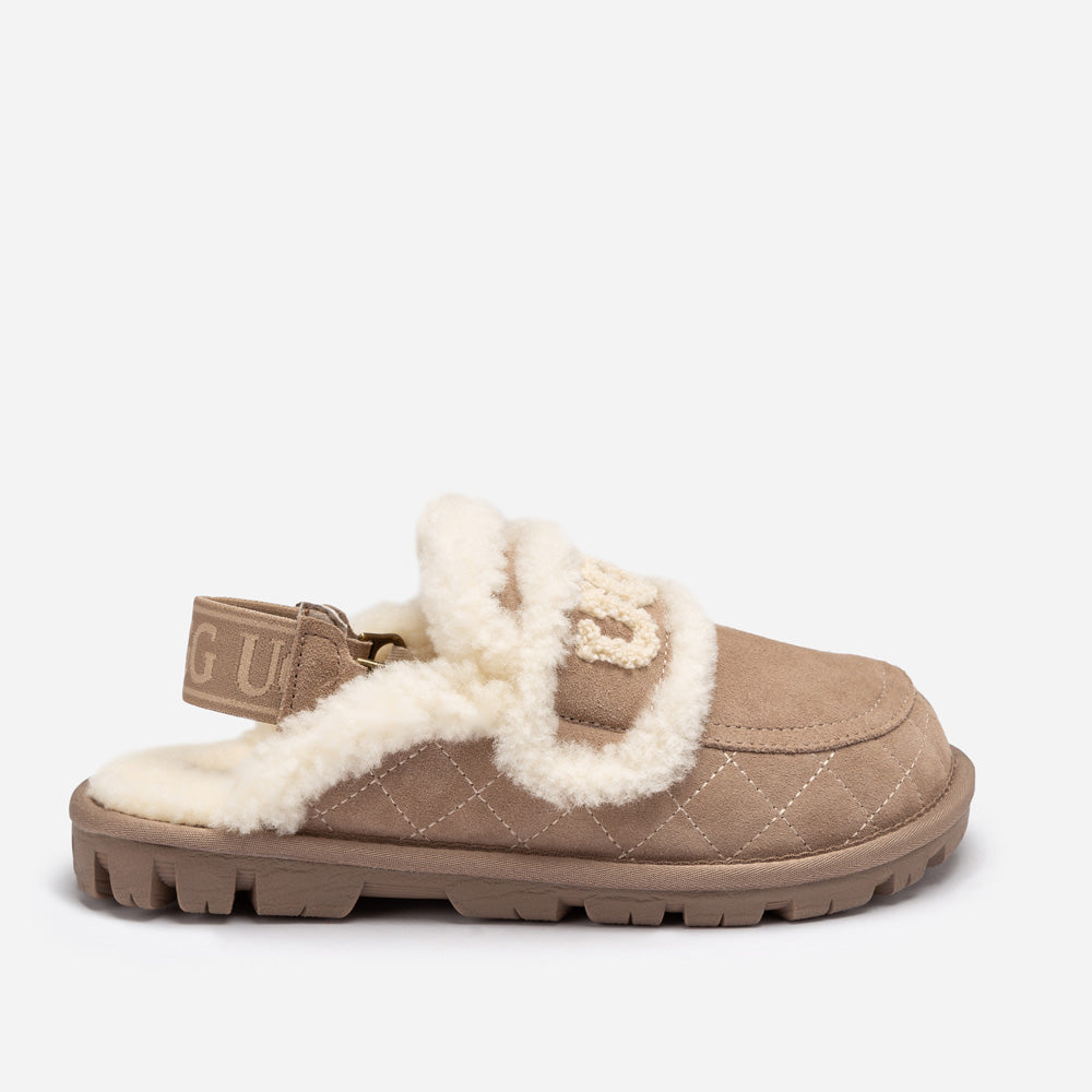 UGG Violet Matelassé Shearling Slipper (Elastic Logo, Detachable Feature)-Women Slippers-PEROZ Accessories