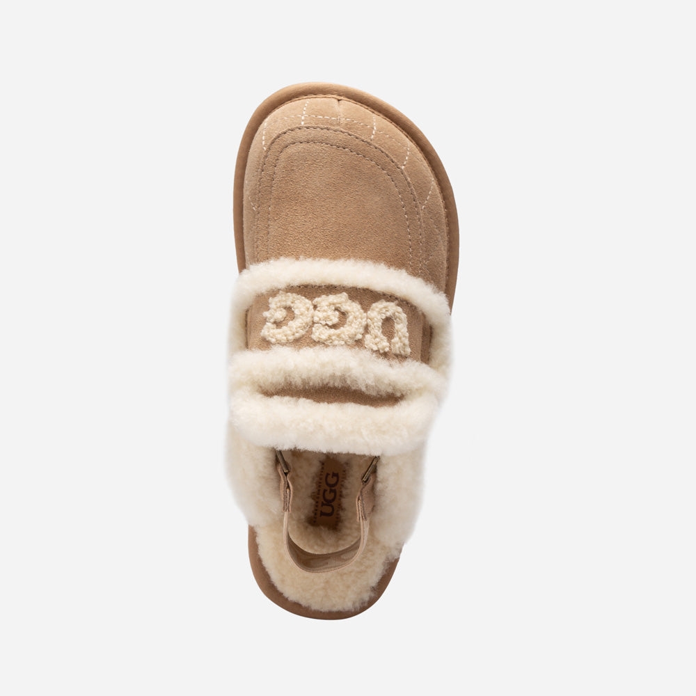 UGG Violet Matelassé Shearling Slipper (Elastic Logo, Detachable Feature)-Women Slippers-PEROZ Accessories