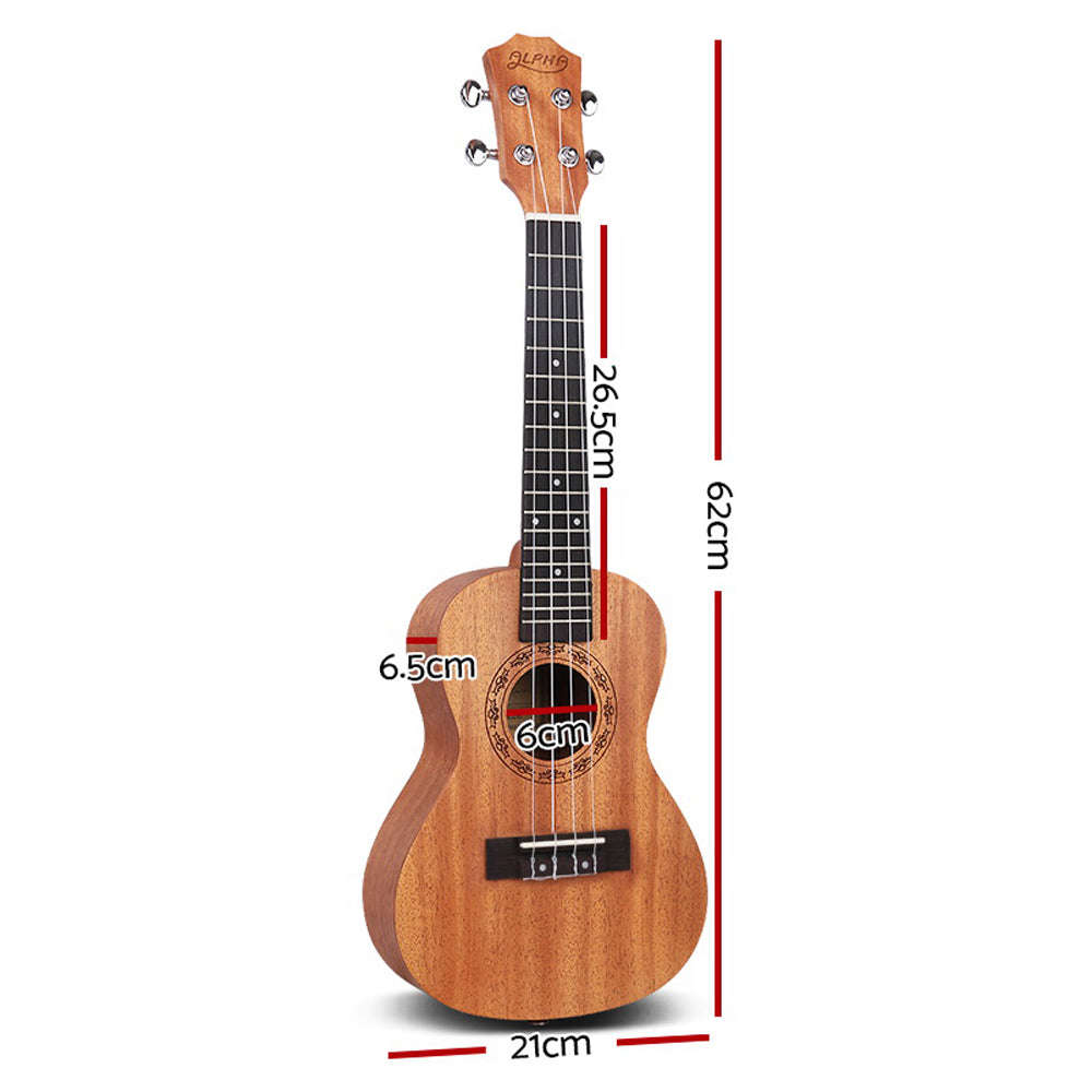 Alpha 23" Ukulele Natural Mahogany Concert Beginner Gift w/ Carry Bag-Audio & Video > Musical Instrument & Accessories-PEROZ Accessories
