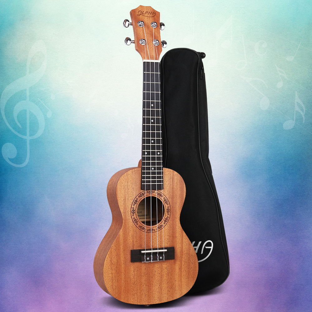 Alpha 23" Ukulele Natural Mahogany Concert Beginner Gift w/ Carry Bag-Audio & Video > Musical Instrument & Accessories-PEROZ Accessories