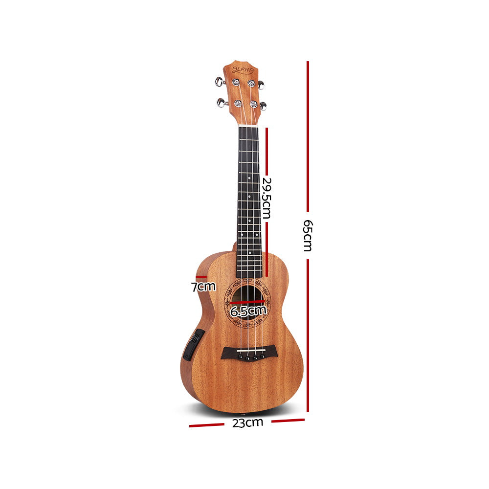 Alpha 26" Ukulele Equaliser Natural Mahogany Tenor Beginner Gift w/ Bag-Audio & Video > Musical Instrument & Accessories-PEROZ Accessories