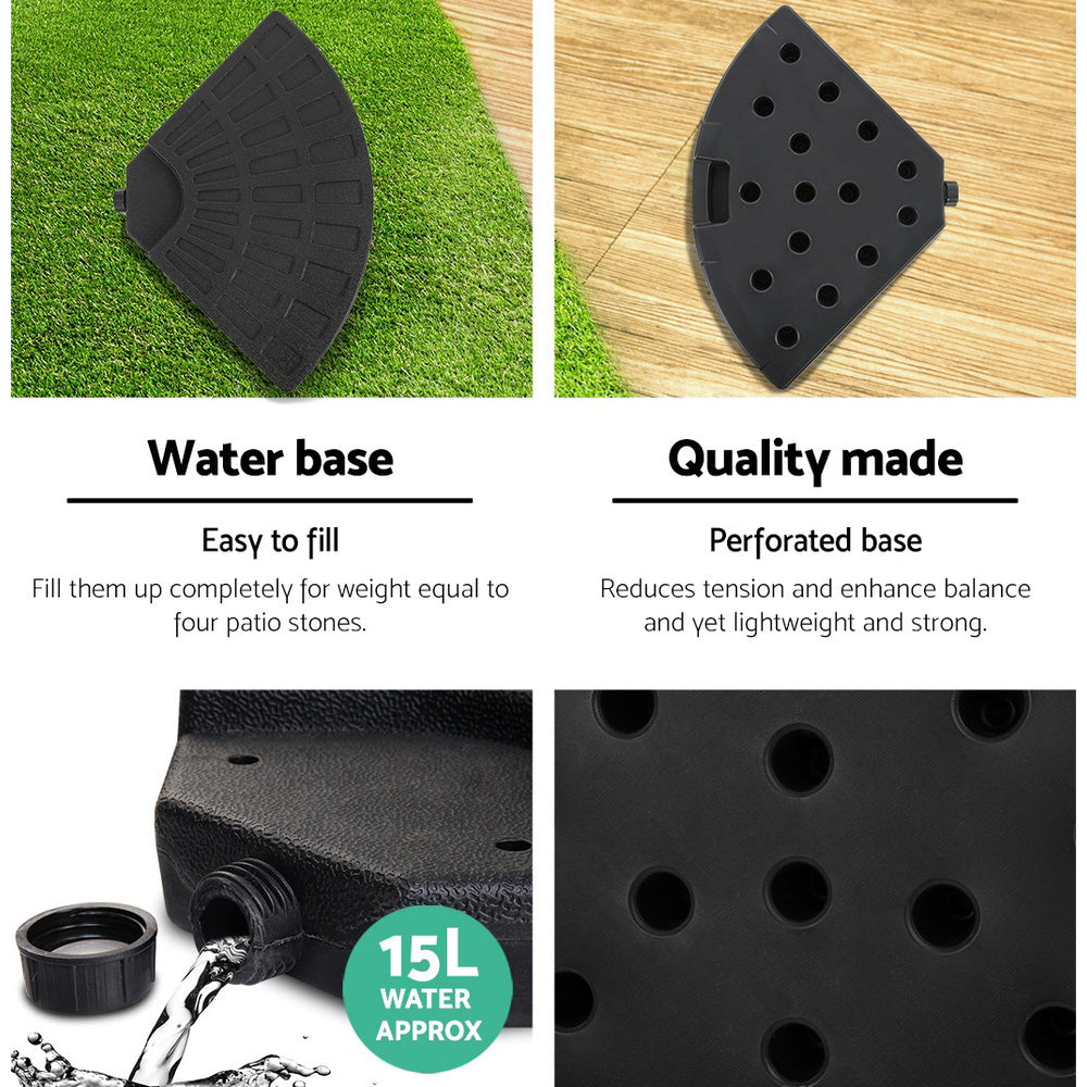 Instahut 3m Outdoor Umbrella w/Base Cantilever Beach Garden Patio Black-Home & Garden > Shading > Umbrellas & Sunshades-PEROZ Accessories