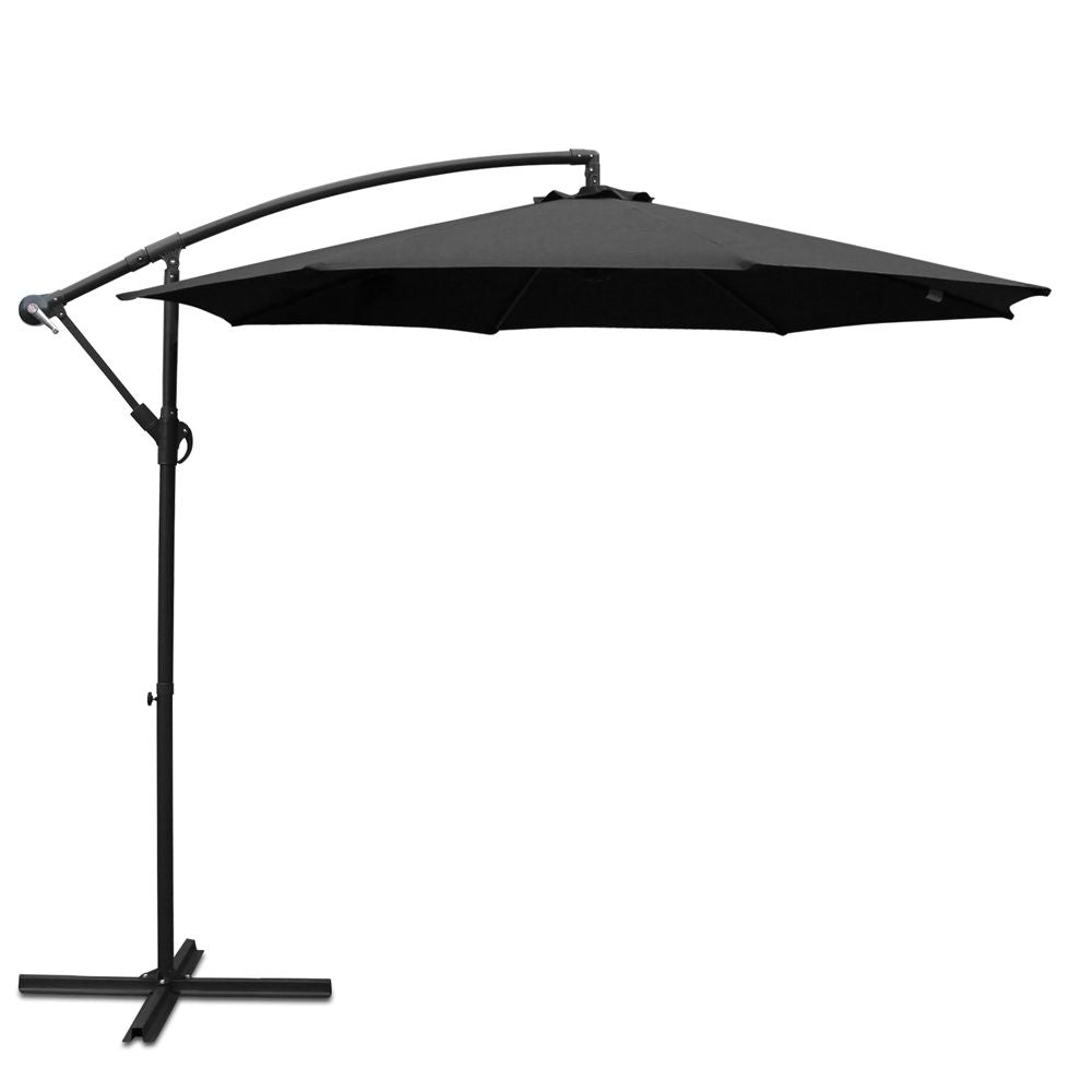 Instahut 3m Outdoor Umbrella Cantilever Beach Garden Patio Black-Outdoor Umbrellas-PEROZ Accessories