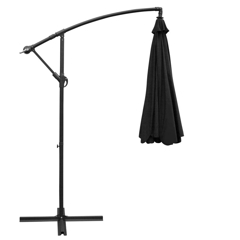 Instahut 3m Outdoor Umbrella Cantilever Beach Garden Patio Black-Outdoor Umbrellas-PEROZ Accessories