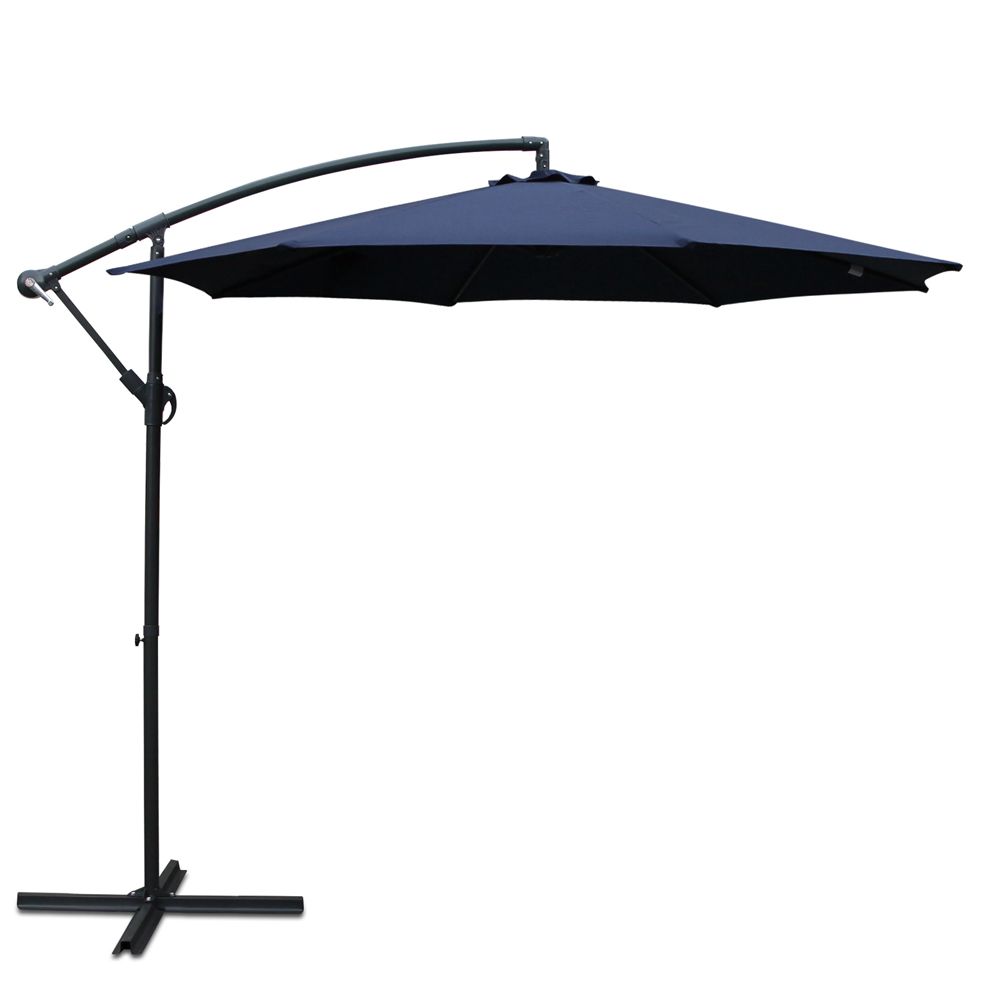Instahut 3m Outdoor Umbrella Cantilever Beach Garden Patio Navy-Outdoor Umbrellas-PEROZ Accessories