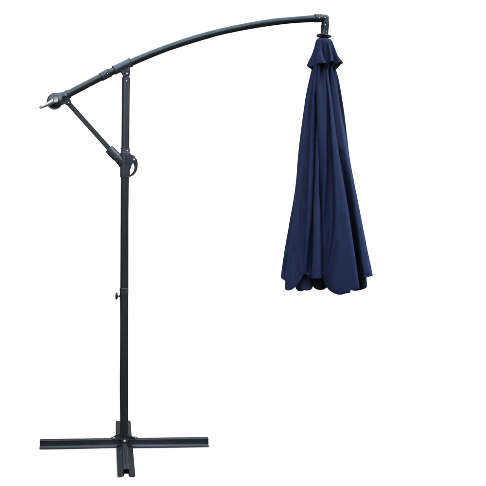 Instahut 3m Outdoor Umbrella Cantilever Beach Garden Patio Navy-Home & Garden > Shading > Umbrellas & Sunshades-PEROZ Accessories