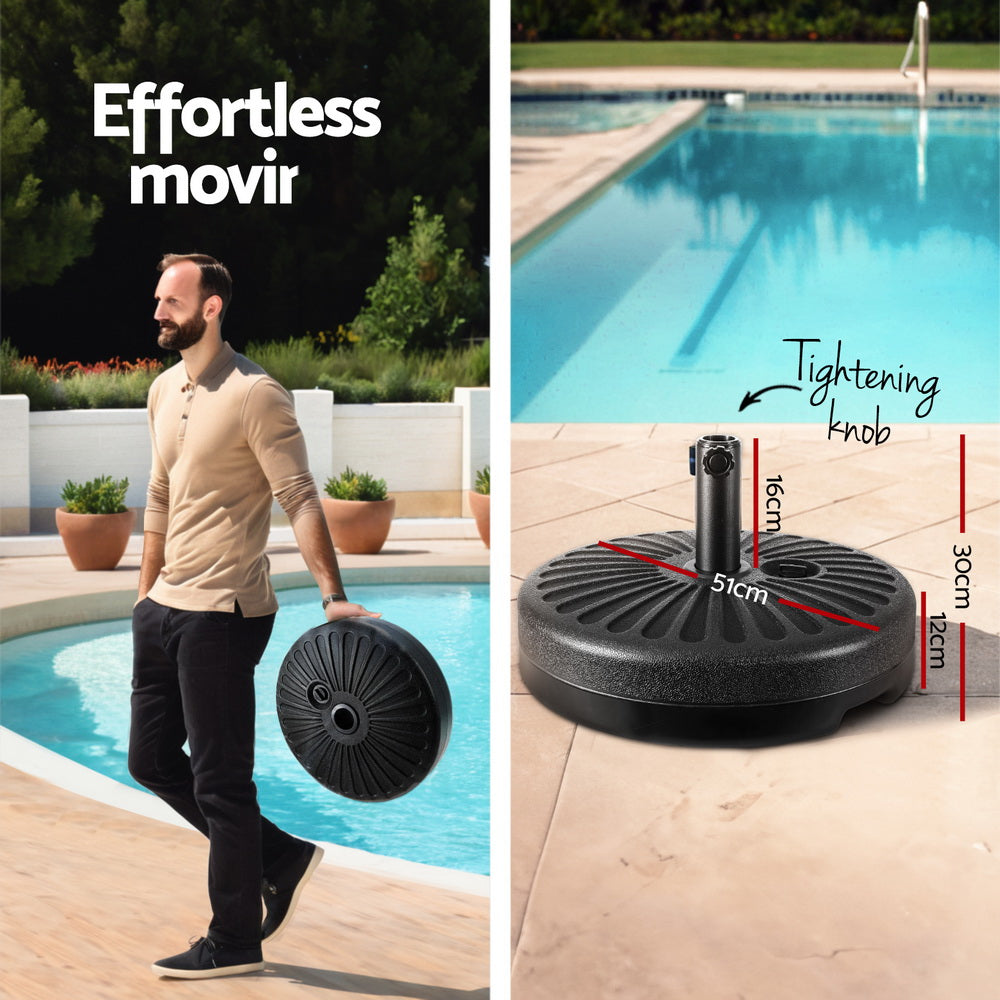 Instahut 2.7m Outdoor Umbrella w/Base Pole Stand Garden Sun Charcoal-Home & Garden > Shading > Umbrellas & Sunshades-PEROZ Accessories