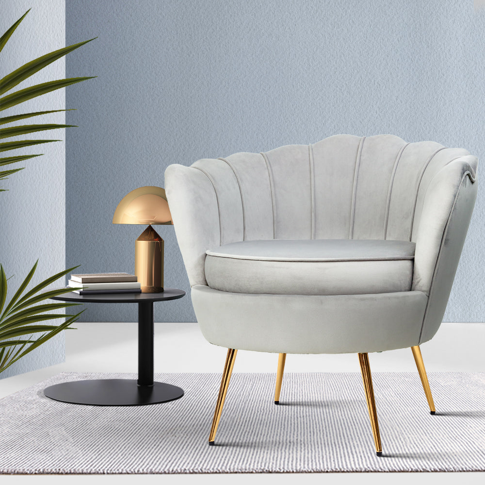 Artiss Armchair Velvet Grey Callista-Armchairs-PEROZ Accessories