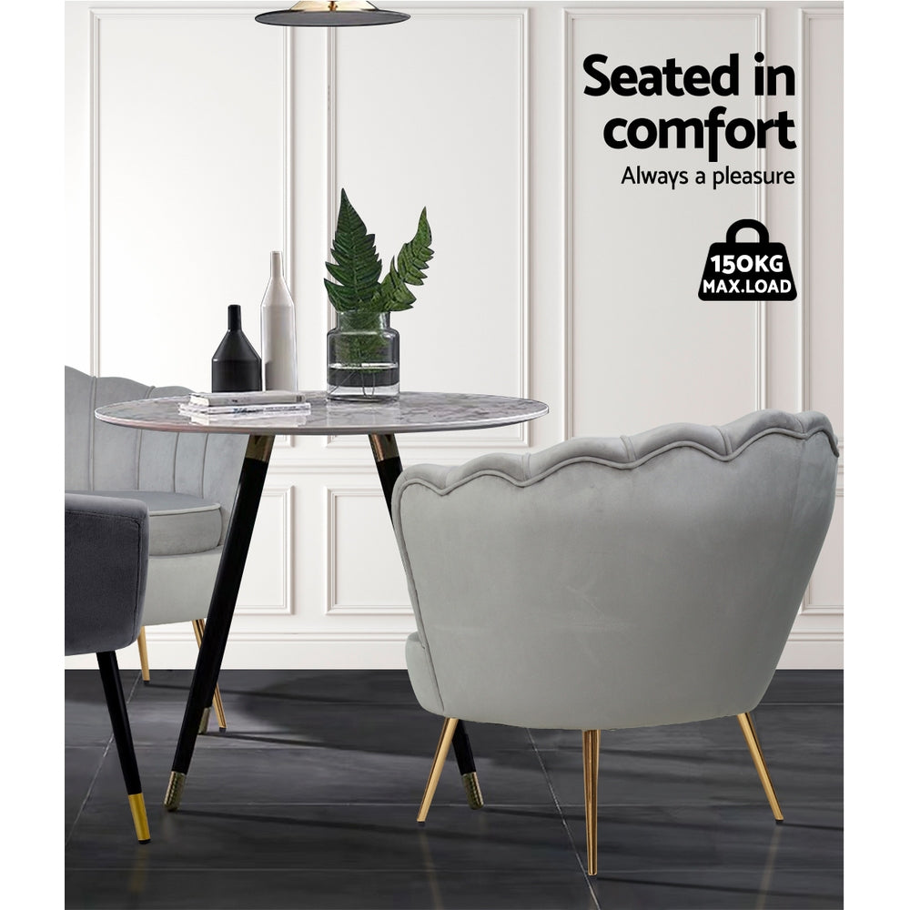 Artiss Armchair Velvet Grey Callista-Armchairs-PEROZ Accessories