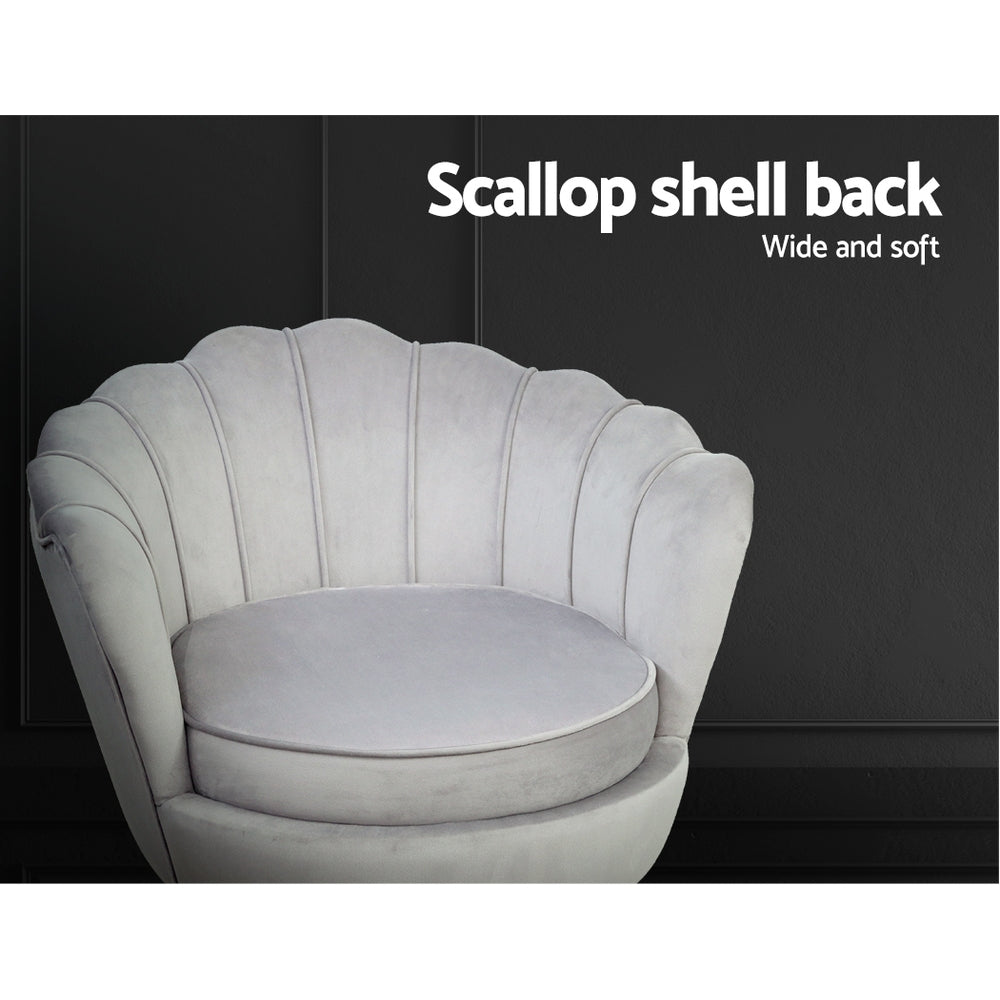 Artiss Armchair Velvet Grey Callista-Armchairs-PEROZ Accessories