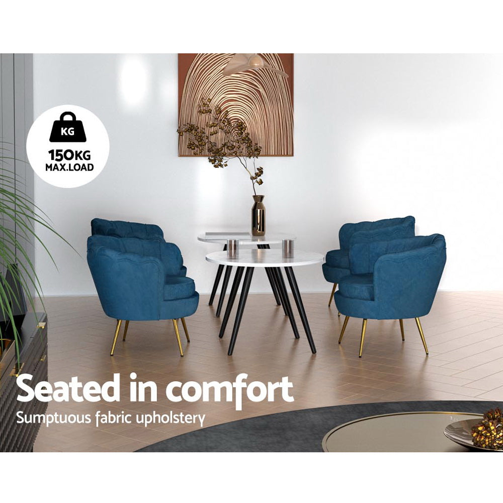 Artiss Armchair Velvet Blue Callista-Armchairs-PEROZ Accessories