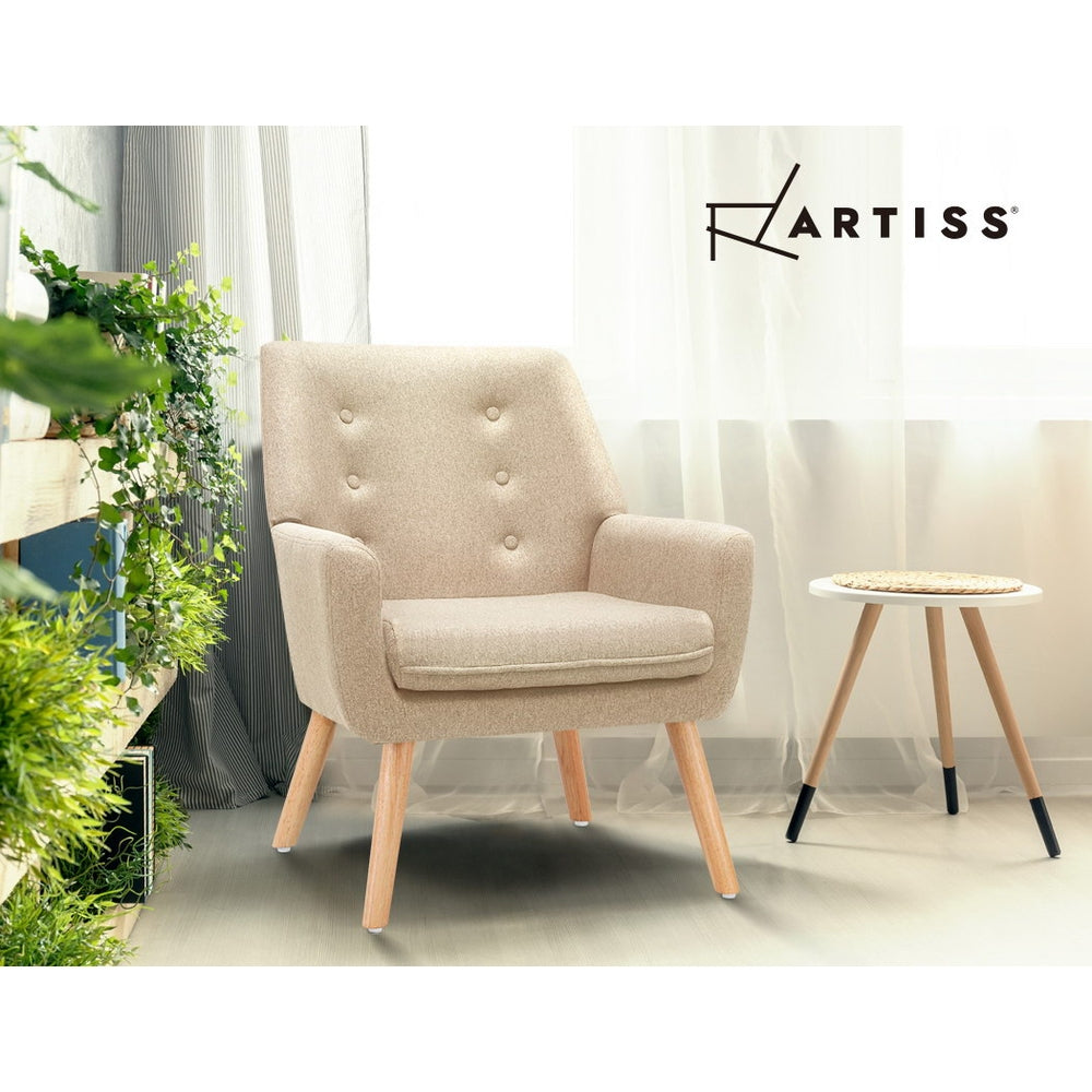 Artiss Armchair Linen Fabric Anne Beige-Armchairs-PEROZ Accessories