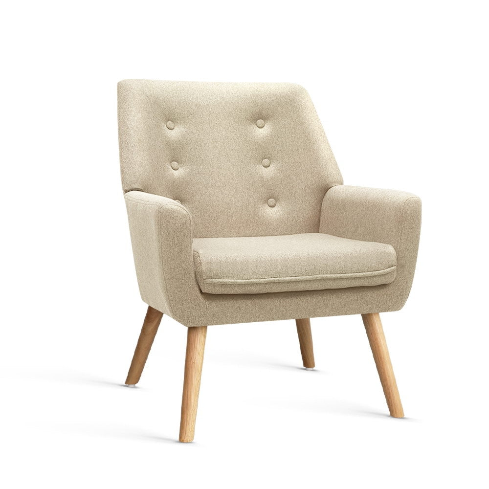 Artiss Armchair Linen Fabric Anne Beige-Armchairs-PEROZ Accessories