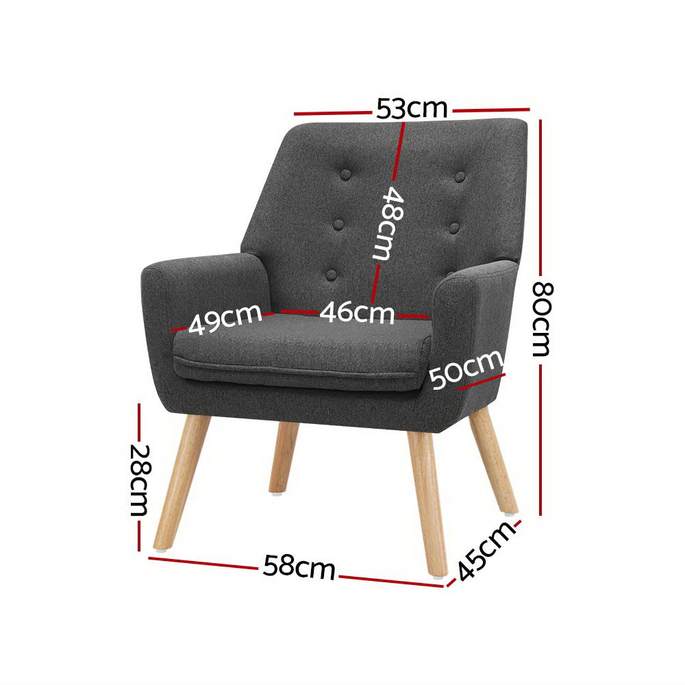 Artiss Armchair Linen Fabric Anne Charcoal-Armchairs-PEROZ Accessories
