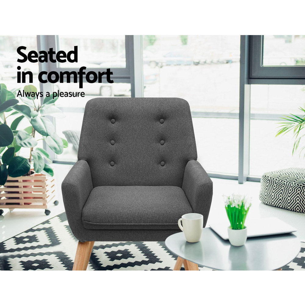 Artiss Armchair Linen Fabric Anne Charcoal-Armchairs-PEROZ Accessories