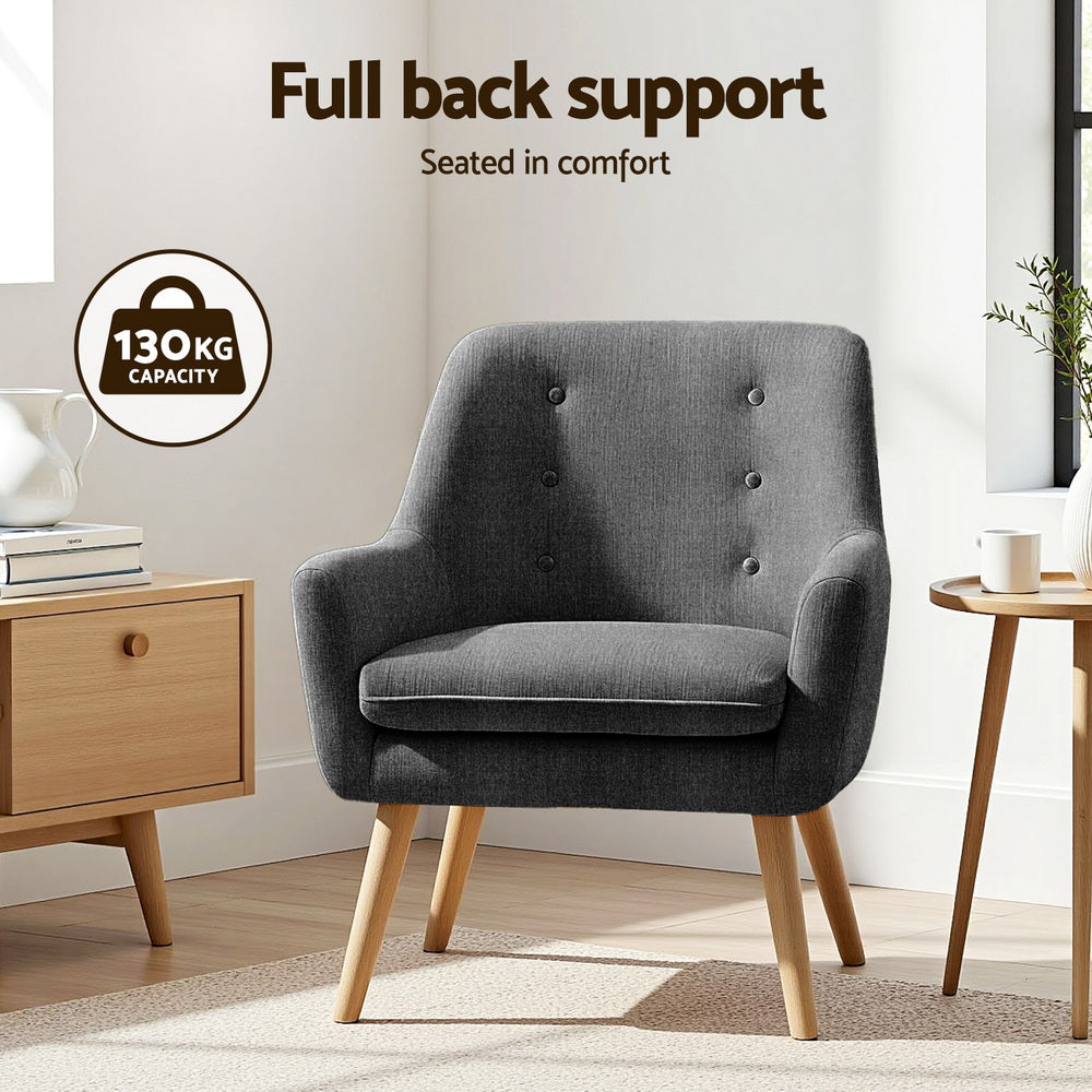 Artiss 2X Armchair Lounge Chair Accent Tub Chair Charcoal ANNE-Furniture > Bar Stools & Chairs > Arm Chairs & Recliners-PEROZ Accessories