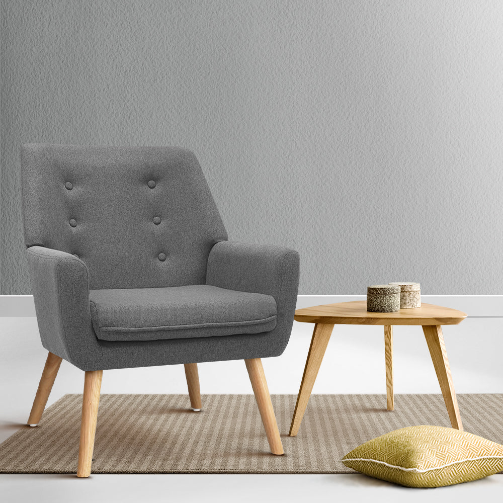 Artiss Armchair Linen Fabric Grey Charcoal-Armchairs-PEROZ Accessories