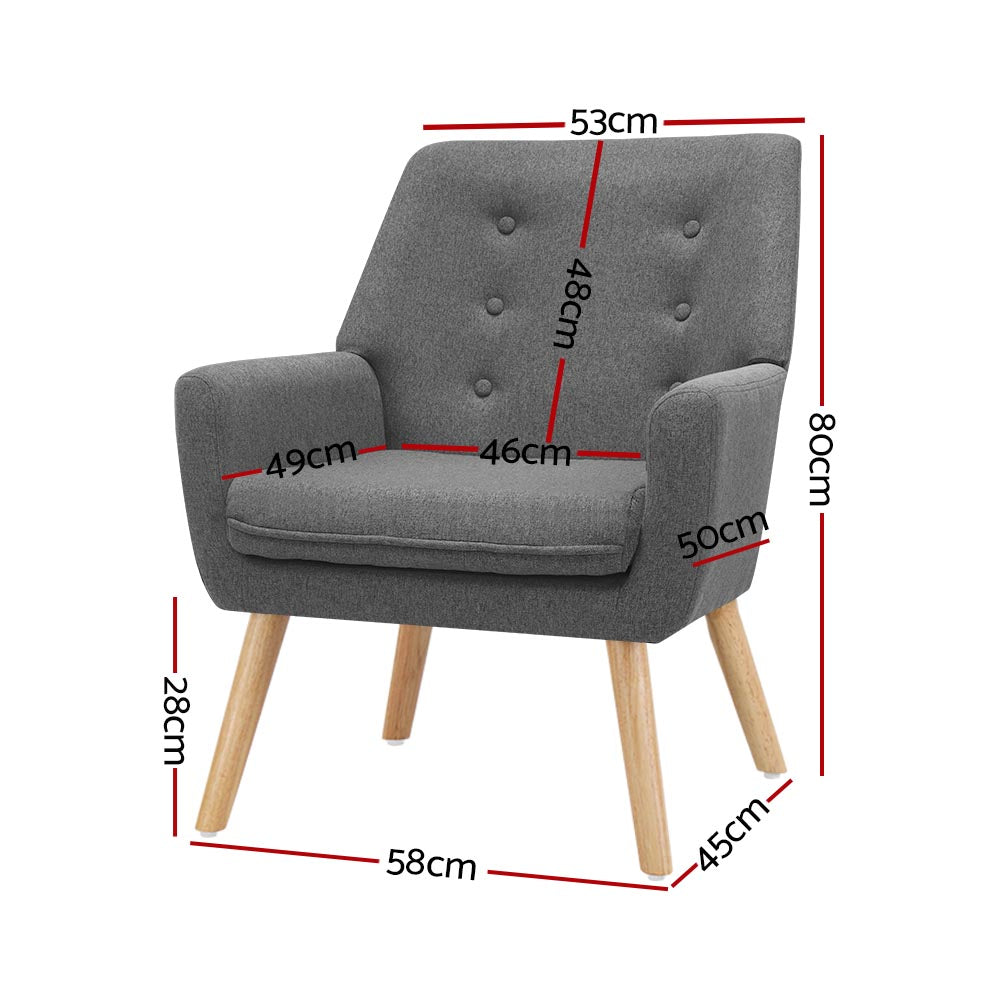 Artiss Armchair Linen Fabric Grey Charcoal-Armchairs-PEROZ Accessories