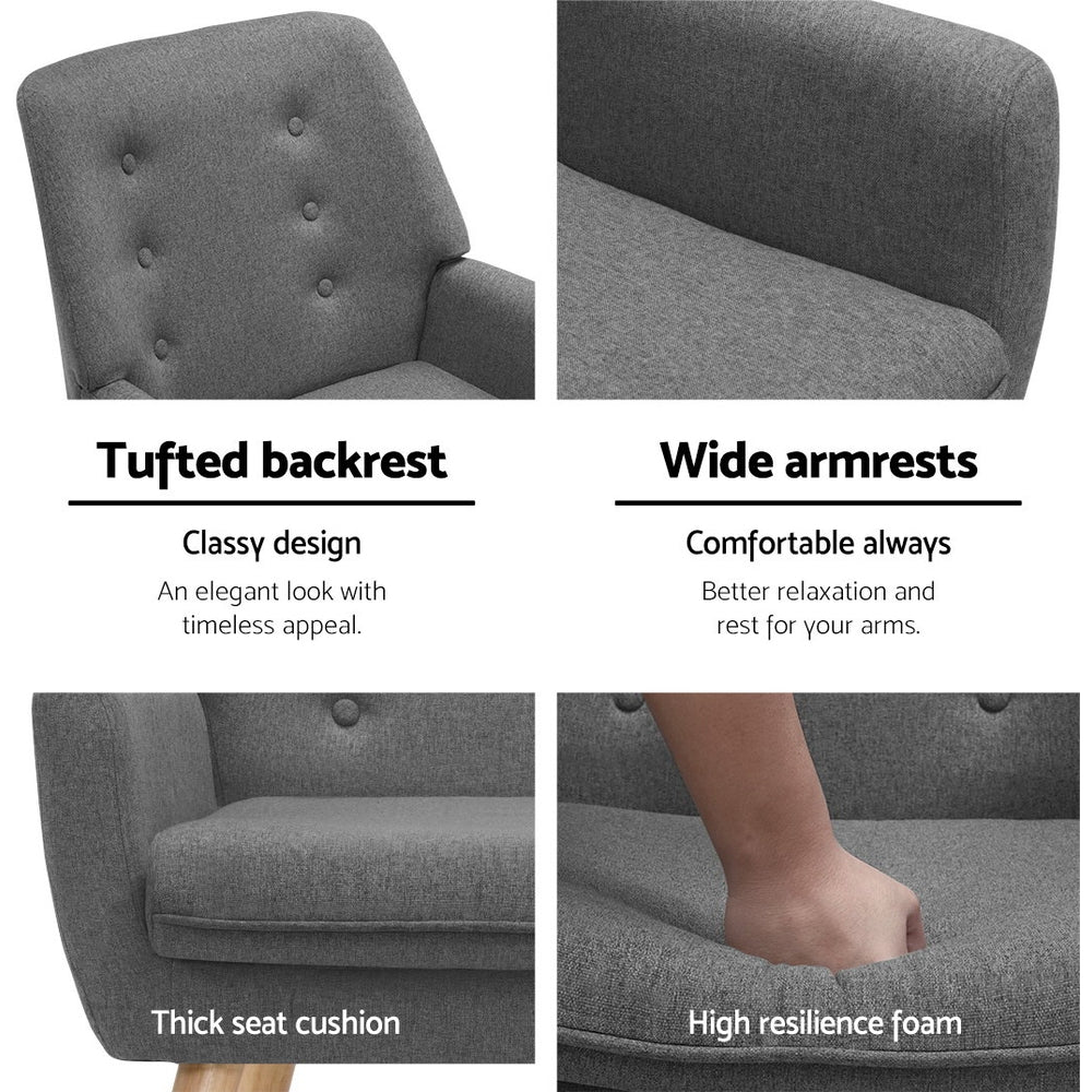 Artiss Armchair Linen Fabric Grey Charcoal-Armchairs-PEROZ Accessories