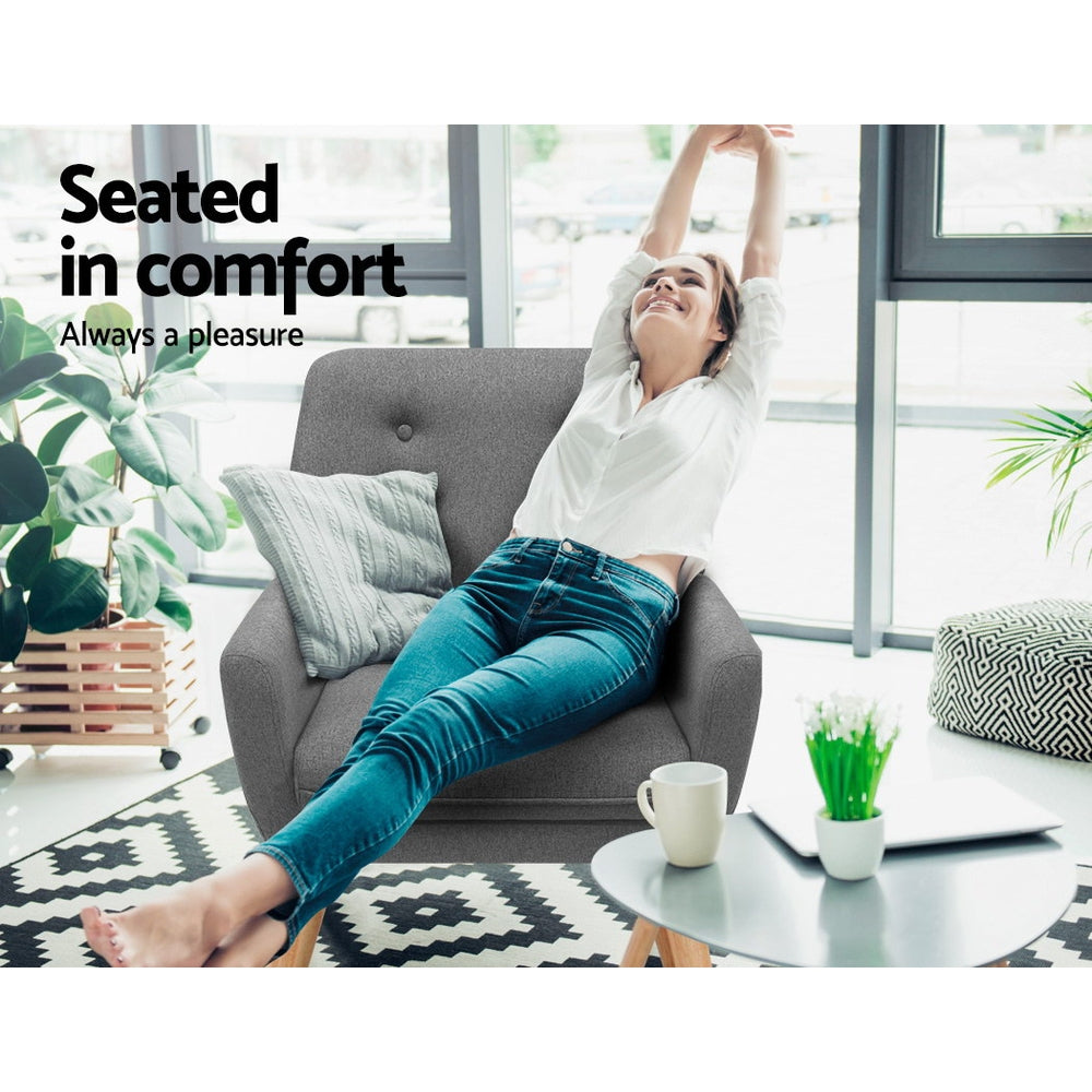 Artiss Armchair Linen Fabric Grey Charcoal-Armchairs-PEROZ Accessories