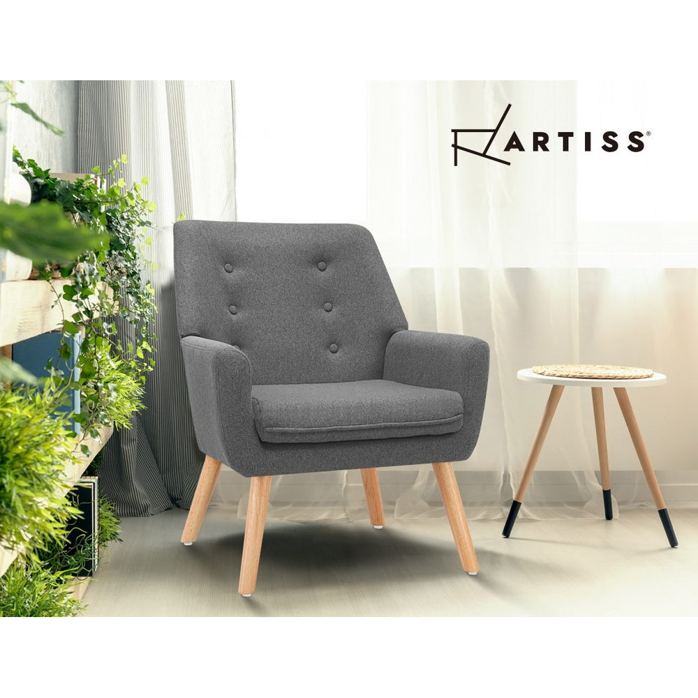 Artiss Armchair Linen Fabric Grey Charcoal-Armchairs-PEROZ Accessories
