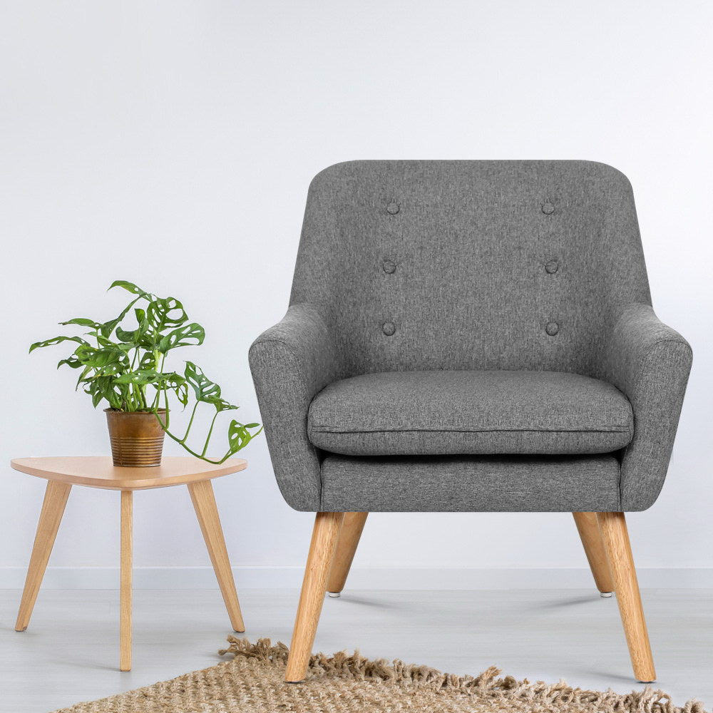 Artiss Armchair Linen Fabric Grey Charcoal-Armchairs-PEROZ Accessories