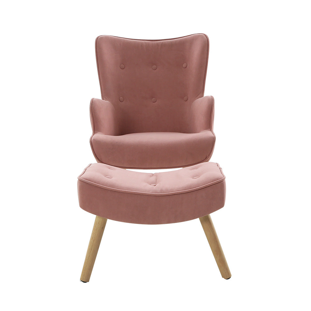 Artiss Armchair Set with Ottoman Pink Lansar-Armchairs-PEROZ Accessories