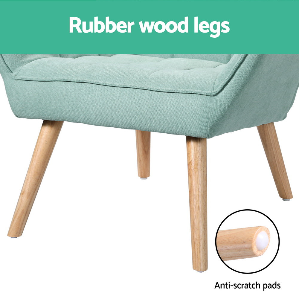 Artiss Armchair Lounge Chair Accent Chairs Sofa Linen Fabric Cushion Seat Blue-Furniture > Bar Stools & Chairs-PEROZ Accessories