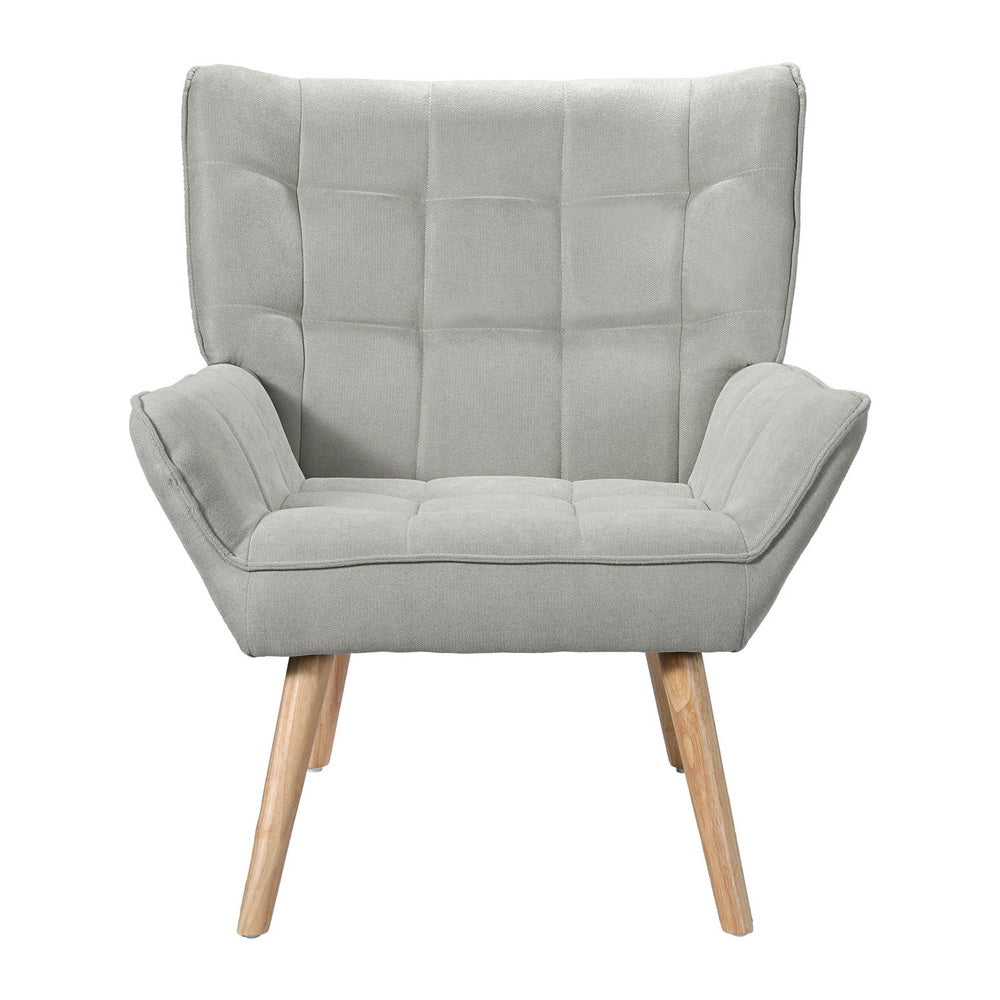 Artiss Armchair Lounge Chair Accent Chairs Sofa Linen Fabric Cushion Seat Grey-Furniture > Bar Stools & Chairs-PEROZ Accessories