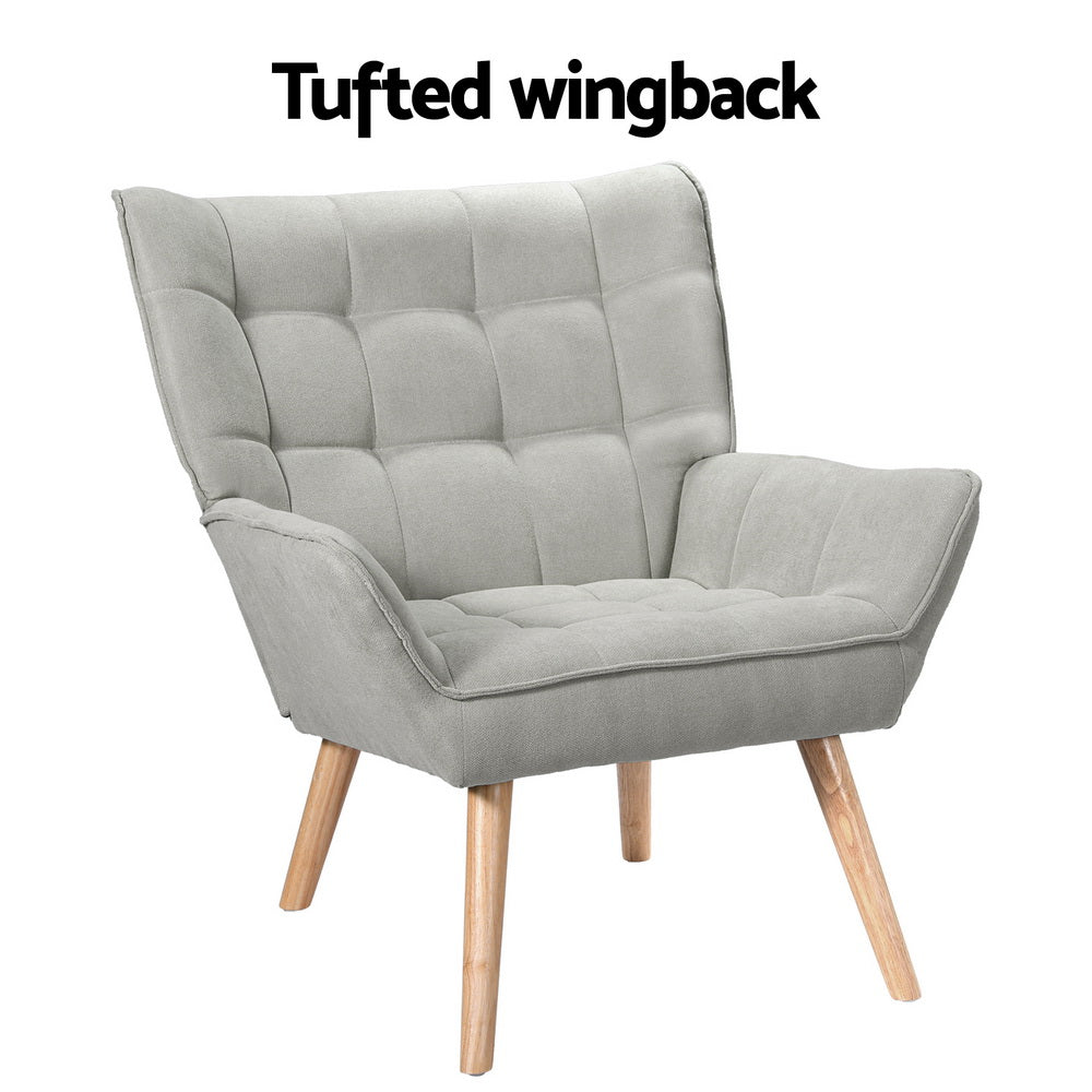 Artiss Armchair Lounge Chair Accent Chairs Sofa Linen Fabric Cushion Seat Grey-Furniture > Bar Stools & Chairs-PEROZ Accessories