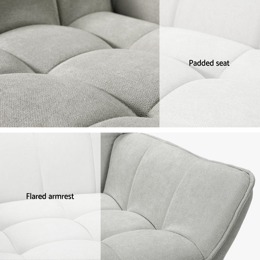 Artiss Armchair Lounge Chair Accent Chairs Sofa Linen Fabric Cushion Seat Grey-Furniture > Bar Stools & Chairs-PEROZ Accessories