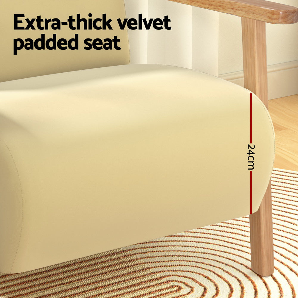 Artiss Armchair Velvet Yellow Olie-Furniture > Bar Stools & Chairs-PEROZ Accessories