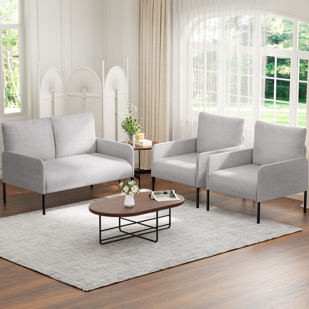 Artiss Armchair 4 Seater Sofa Set Pillow Gery Kane-Furniture > Bar Stools & Chairs > Arm Chairs & Recliners-PEROZ Accessories