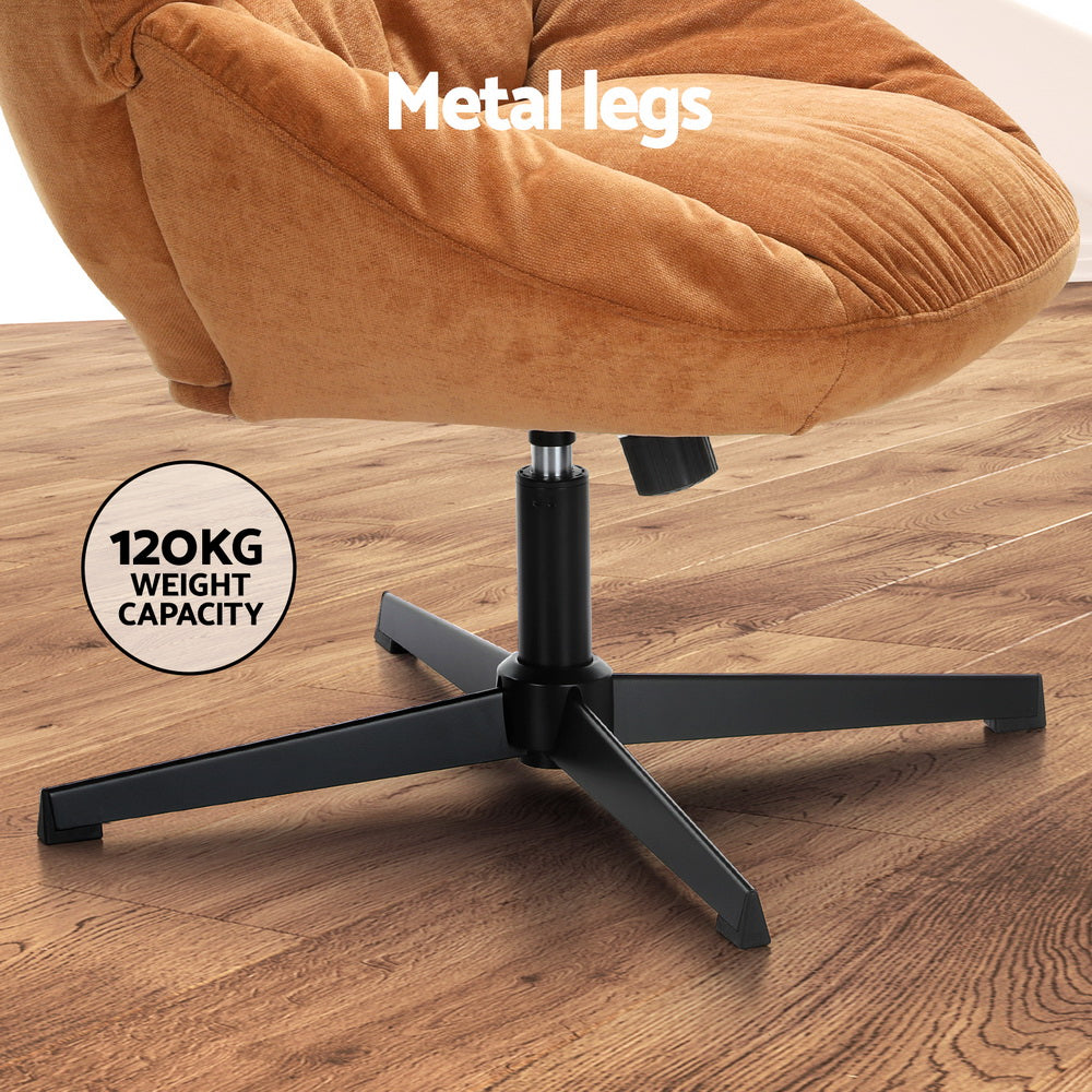 Artiss Armchair Set with Ottoman Linen Fabric Orange Yaro-Furniture > Bar Stools & Chairs-PEROZ Accessories