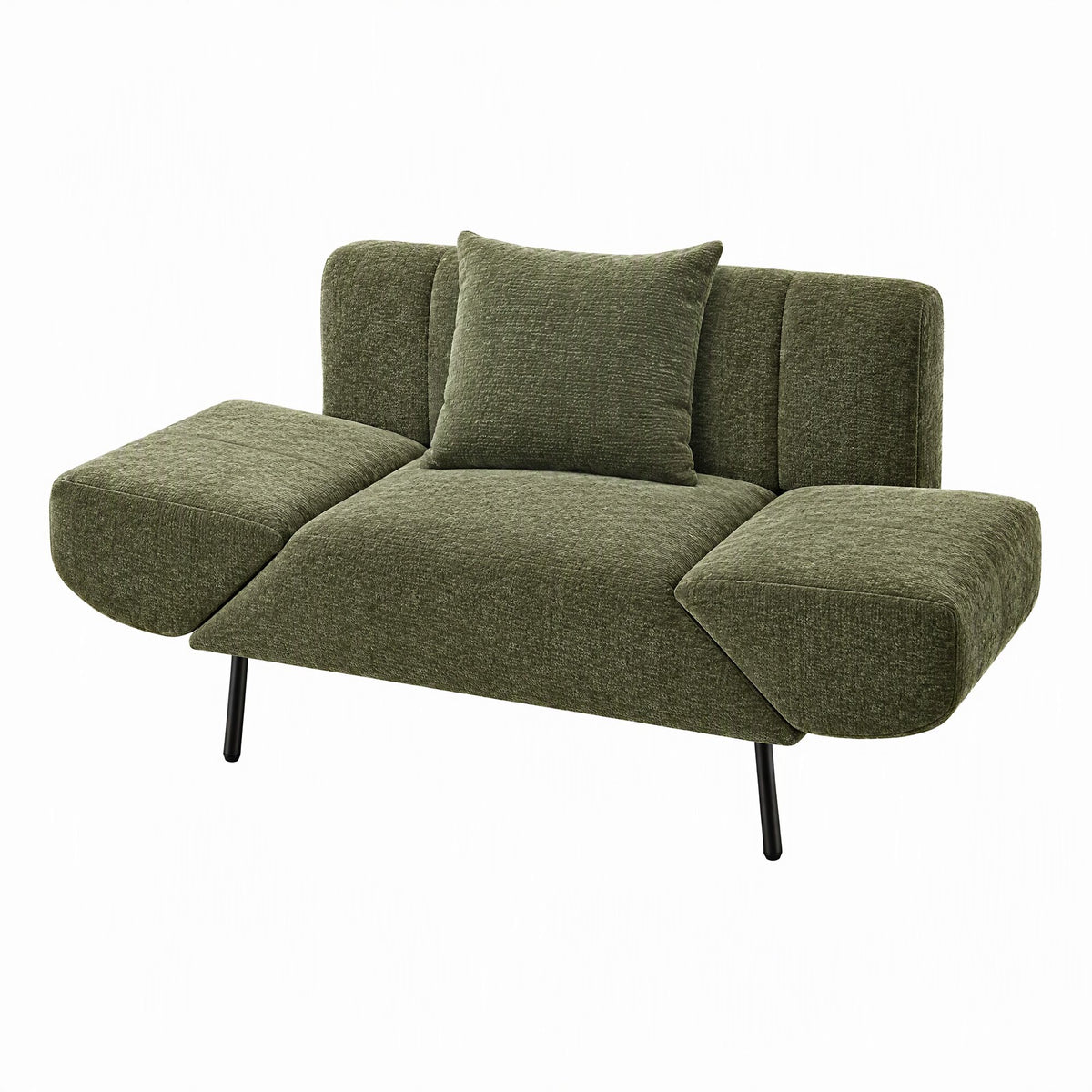 Artiss Armchair 3-in-1 Convertible Chenille Lounger and Daybed Green-Furniture > Bar Stools & Chairs > Arm Chairs & Recliners-PEROZ Accessories