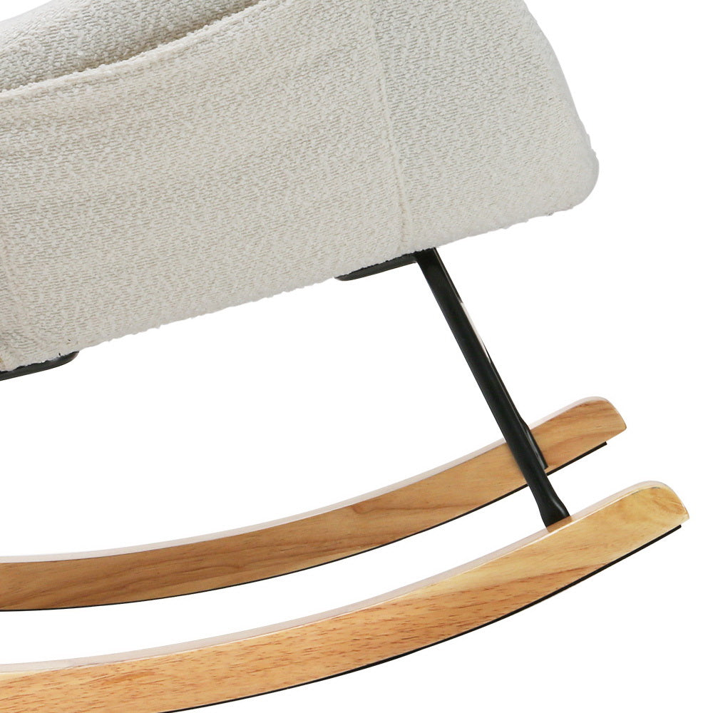 Artiss Rocking Chair Armchair Pillow Boucle White-Armchairs-PEROZ Accessories