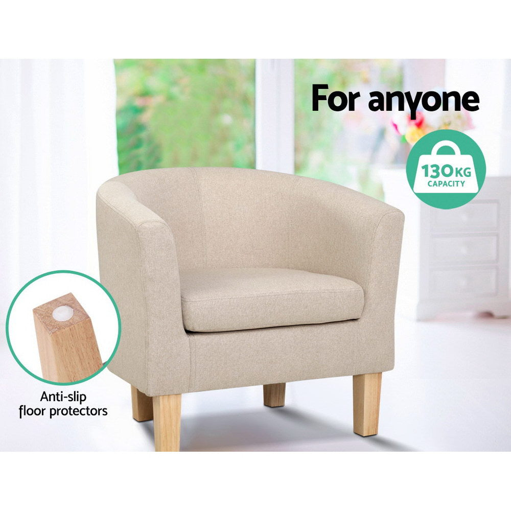 Artiss Armchair Tub Chair Beige Abby-Armchairs-PEROZ Accessories