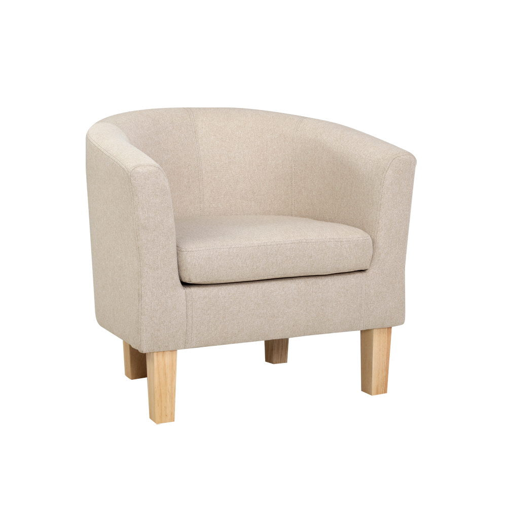 Artiss Armchair Tub Chair Beige Abby-Armchairs-PEROZ Accessories