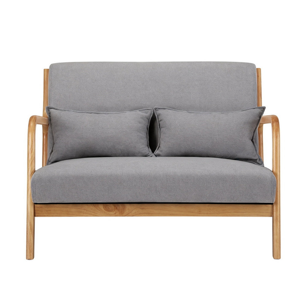 Artiss Armchair 2-seater Loveseat Fabric Grey-Furniture > Bar Stools & Chairs > Arm Chairs & Recliners-PEROZ Accessories