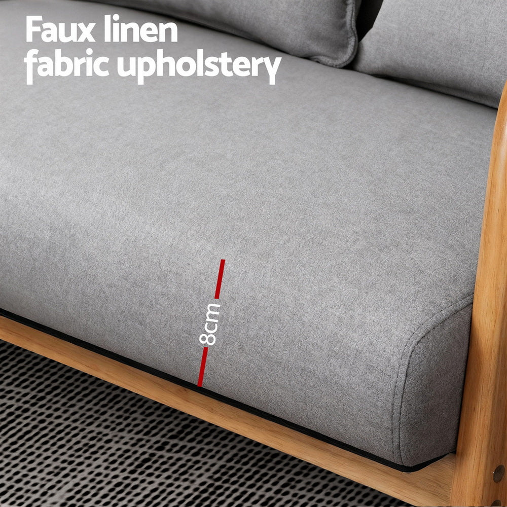 Artiss Armchair 2-seater Loveseat Fabric Grey-Furniture > Bar Stools & Chairs > Arm Chairs & Recliners-PEROZ Accessories