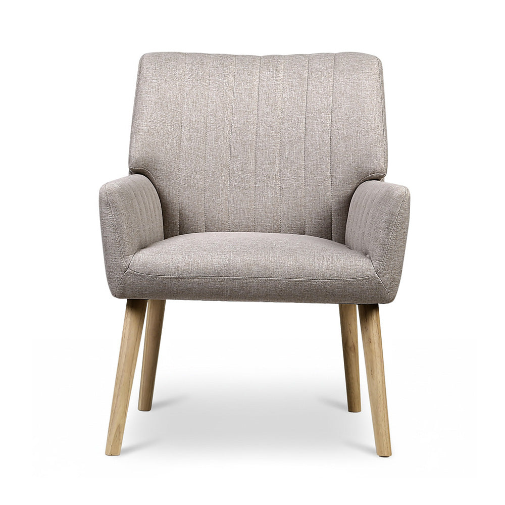 Artiss 2X Armchair Faux Fabric Beige-Furniture > Bar Stools & Chairs > Arm Chairs & Recliners-PEROZ Accessories