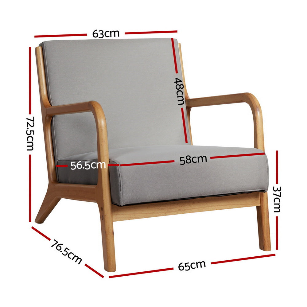 Artiss Armchair Fabric Light Grey-Furniture > Bar Stools & Chairs > Arm Chairs & Recliners-PEROZ Accessories