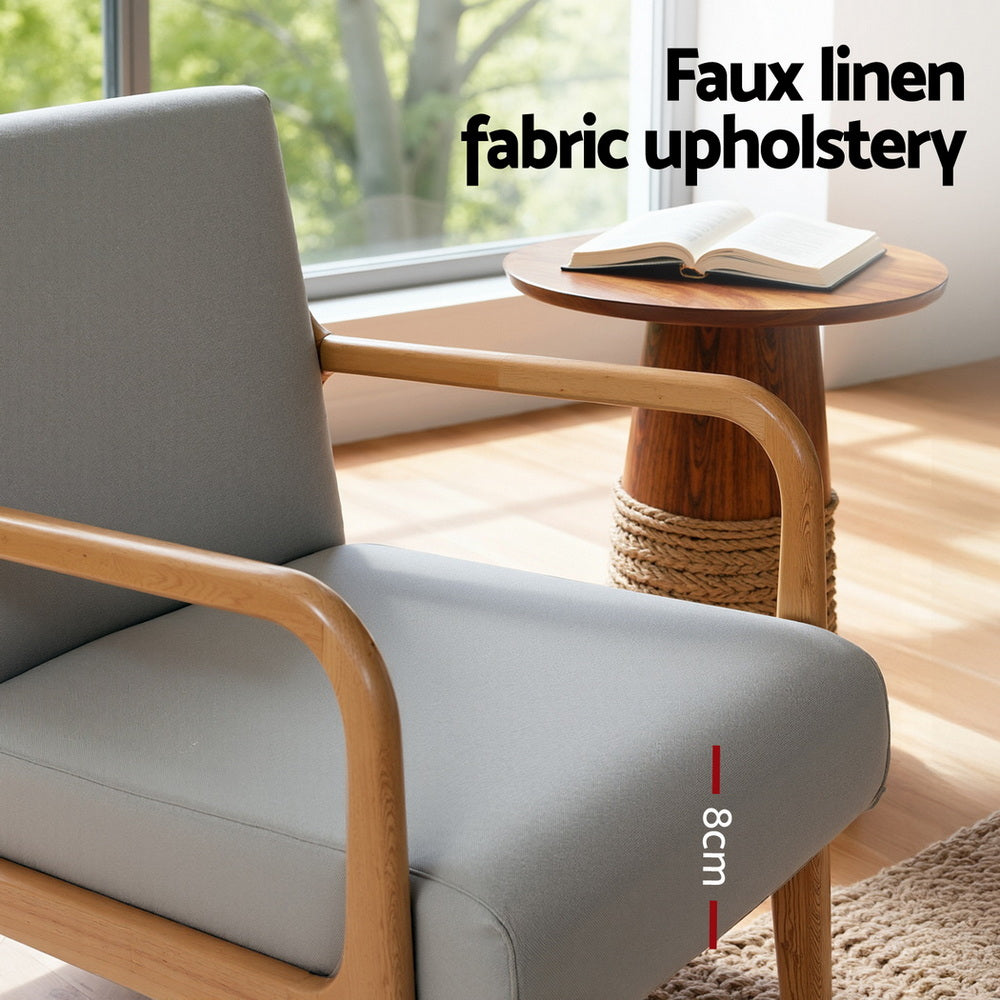 Artiss Armchair Fabric Light Grey-Furniture > Bar Stools & Chairs > Arm Chairs & Recliners-PEROZ Accessories
