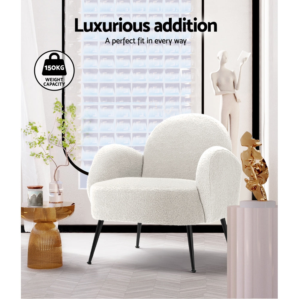 Artiss Armchair Boucle White Hanes-Armchairs-PEROZ Accessories