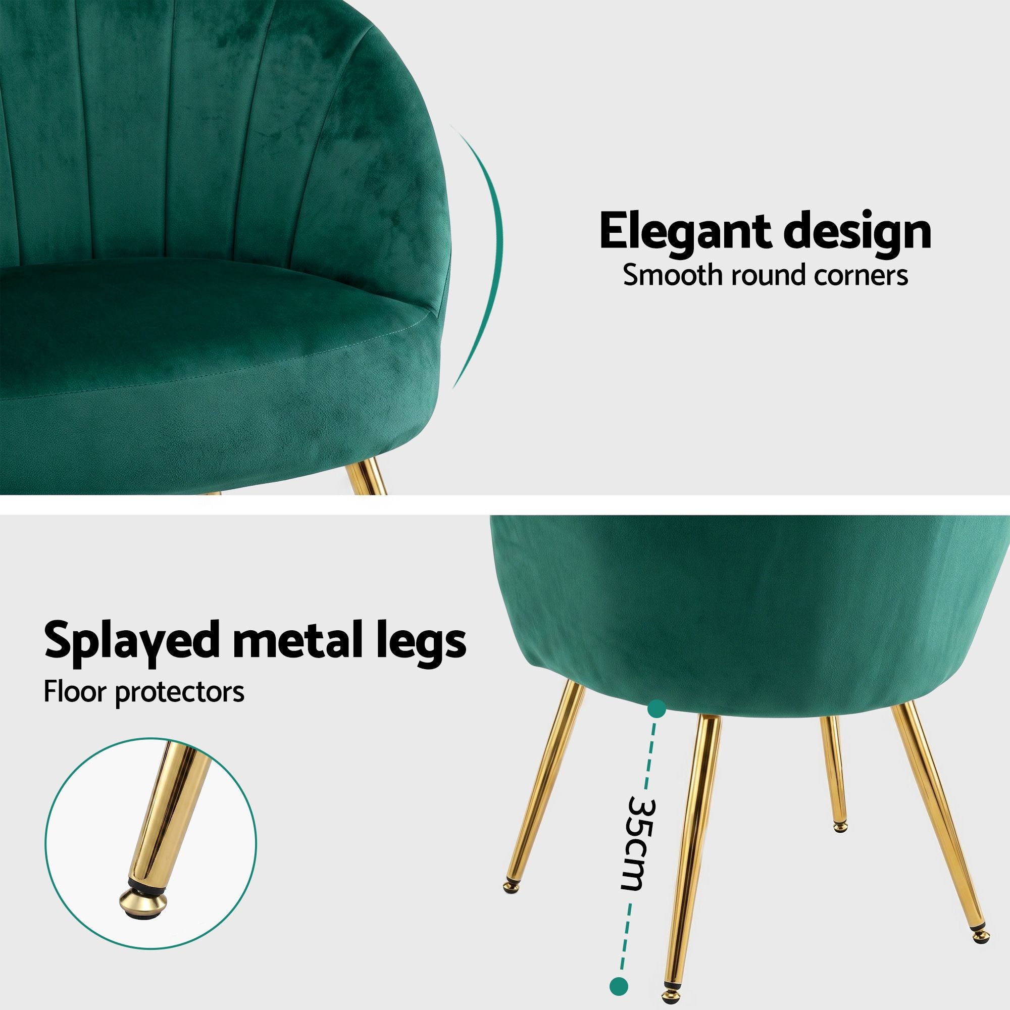 Artiss Armchair Velvet Green Eloise-Armchairs-PEROZ Accessories