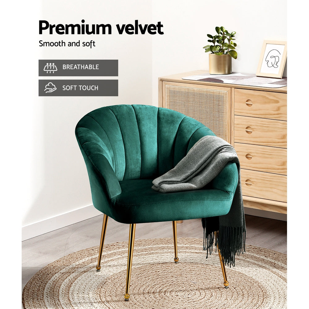 Artiss Armchair Velvet Green Eloise-Armchairs-PEROZ Accessories