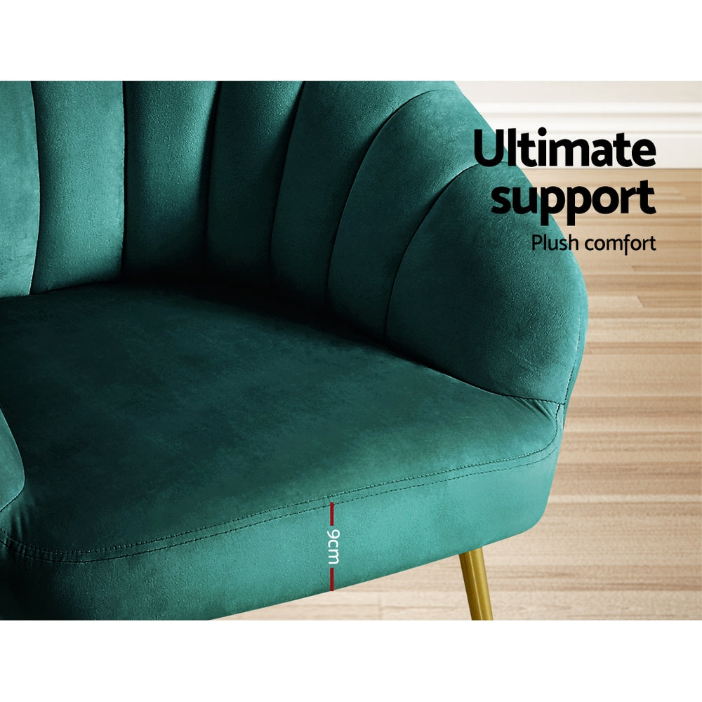 Artiss Armchair Velvet Green Eloise-Armchairs-PEROZ Accessories